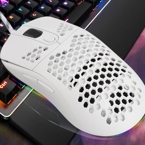 ciciglow Wired Gaming Mouse, X600 Wired USB Computer Mouse, 8000DPI RGB Backlight Corded Mouse for Computers Gaming Devices, 6 Programming Buttons, Office and Home Mice (White)