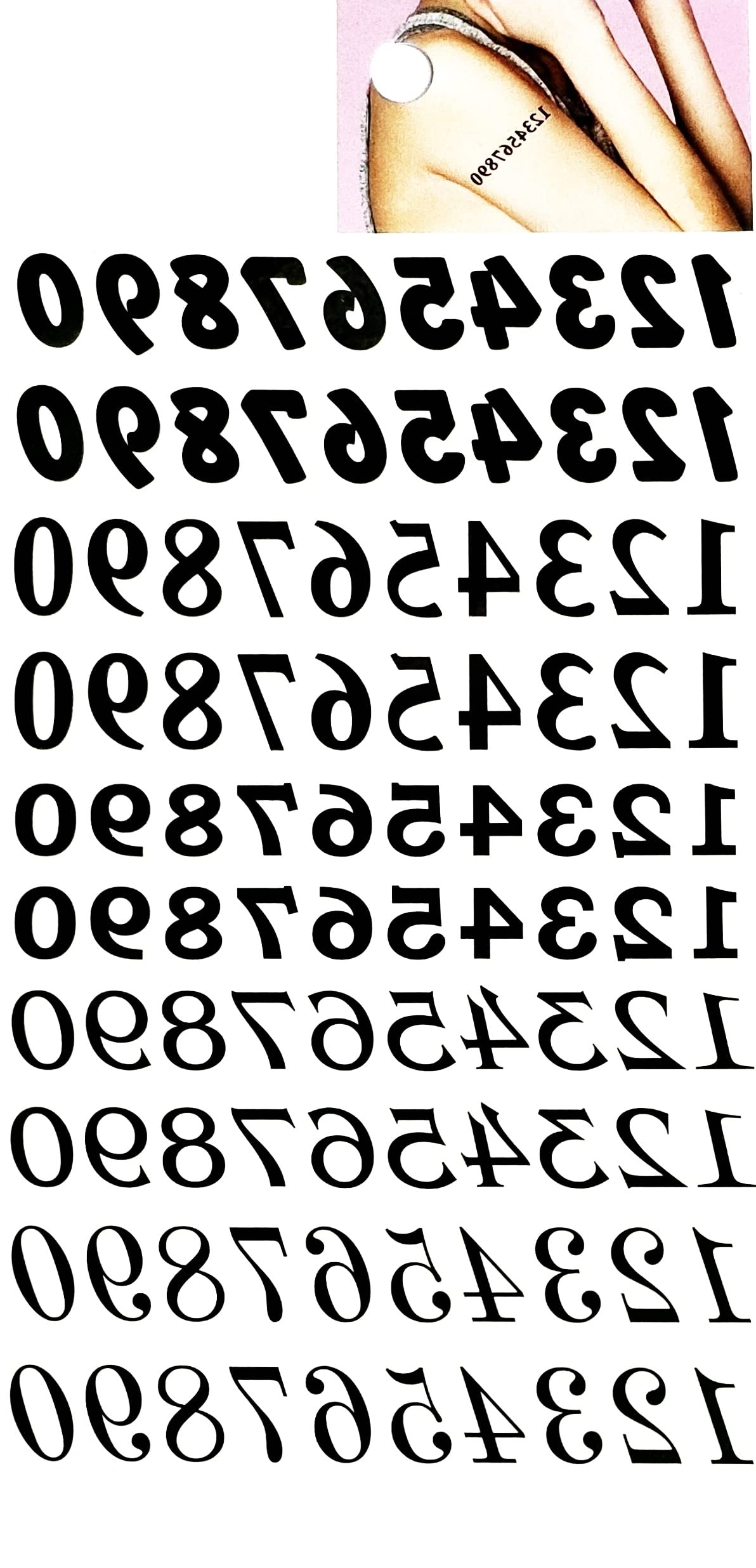 Black Letter Number 0-9 Temporary Tattoos Waterproof Transfer Tattoo Sticker Quote Realistic For Men Women Design Decorations Sexy Body Fake