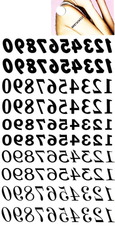 Black Letter Number 0-9 Temporary Tattoos Waterproof Transfer Tattoo Sticker Quote Realistic For Men Women Design Decorations Sexy Body Fake