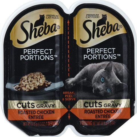 Sheba Wet Food Sheba Perfect Portions Wet Cat Food Cuts In Gravy Roasted Chicken Entree, (1) 2.6 Oz. Twin Pack Tray, 2.6 Oz