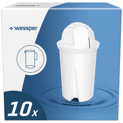 Wessper® AquaClassic Water Filter Cartridges - Fits BRITA Classic and Dafi Classic Glass Jugs (Pack of 10)