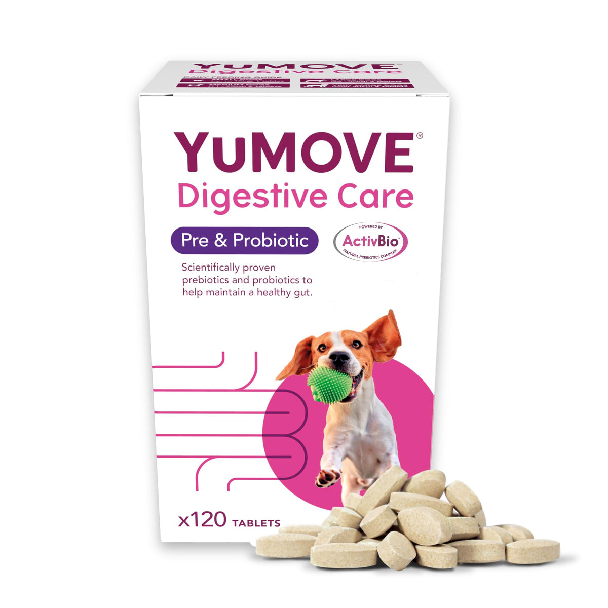 YuMOVE Digestive Care for All Dogs | Previously YuDIGEST | Probiotics for Dogs with Sensitive Digestion, All Ages and Breeds | 120 Tablets