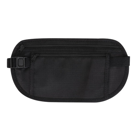 Bewudy Secure Travel Money Belt, Anti Theft Travel Bag, Travel Money Belt Under Clothes, Hidden Travel Pouch Protect Your Credit and Money With Blocking Passport Holder Waist Wallet (Black)