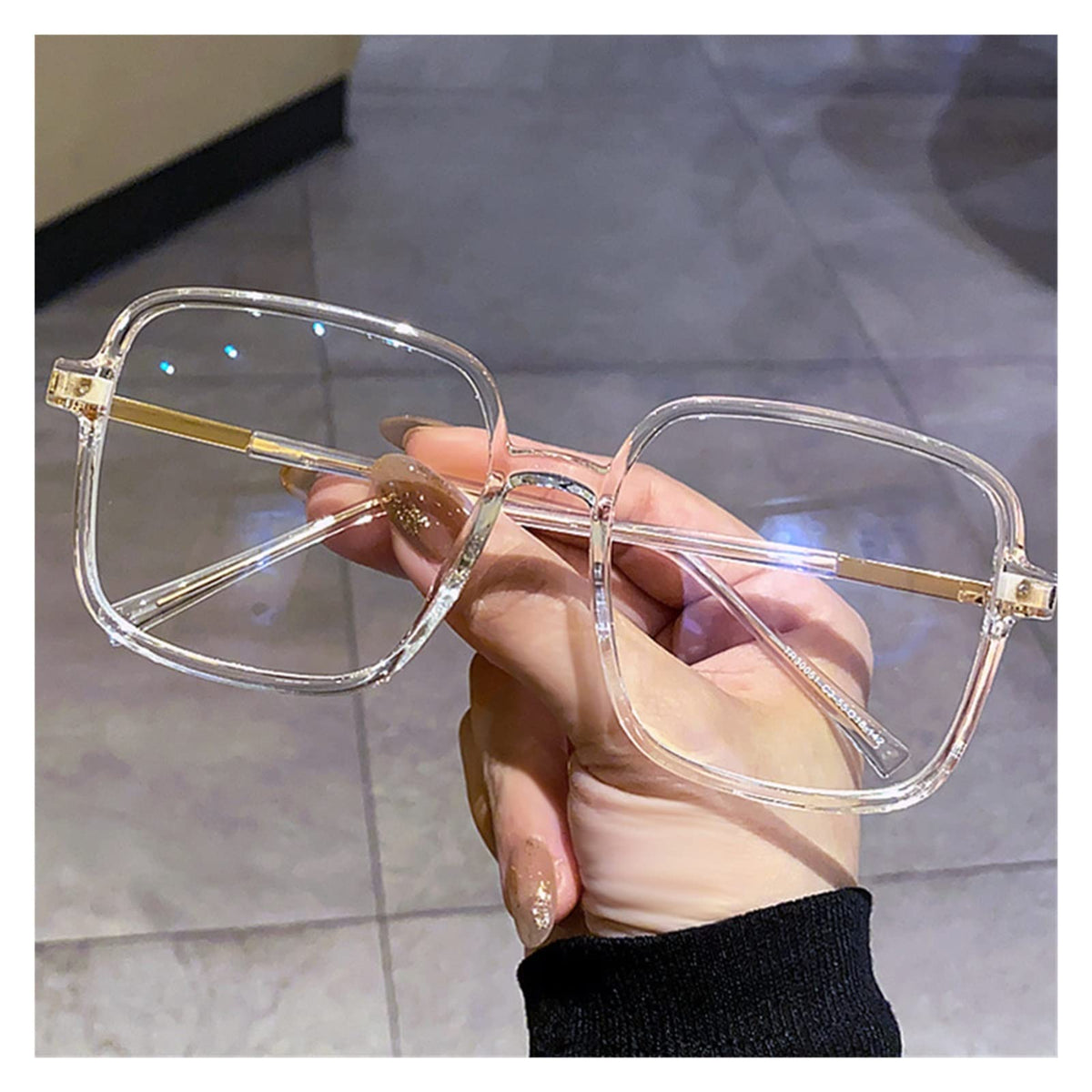 ZJDYDY Reading Glasses, Anti-Blue Presbyopia Spectacle, Large Square Thick Frame Eyeglasses, Men Women Fashion Vision Aid Accessories (Color : Transparent White, Size : 0)