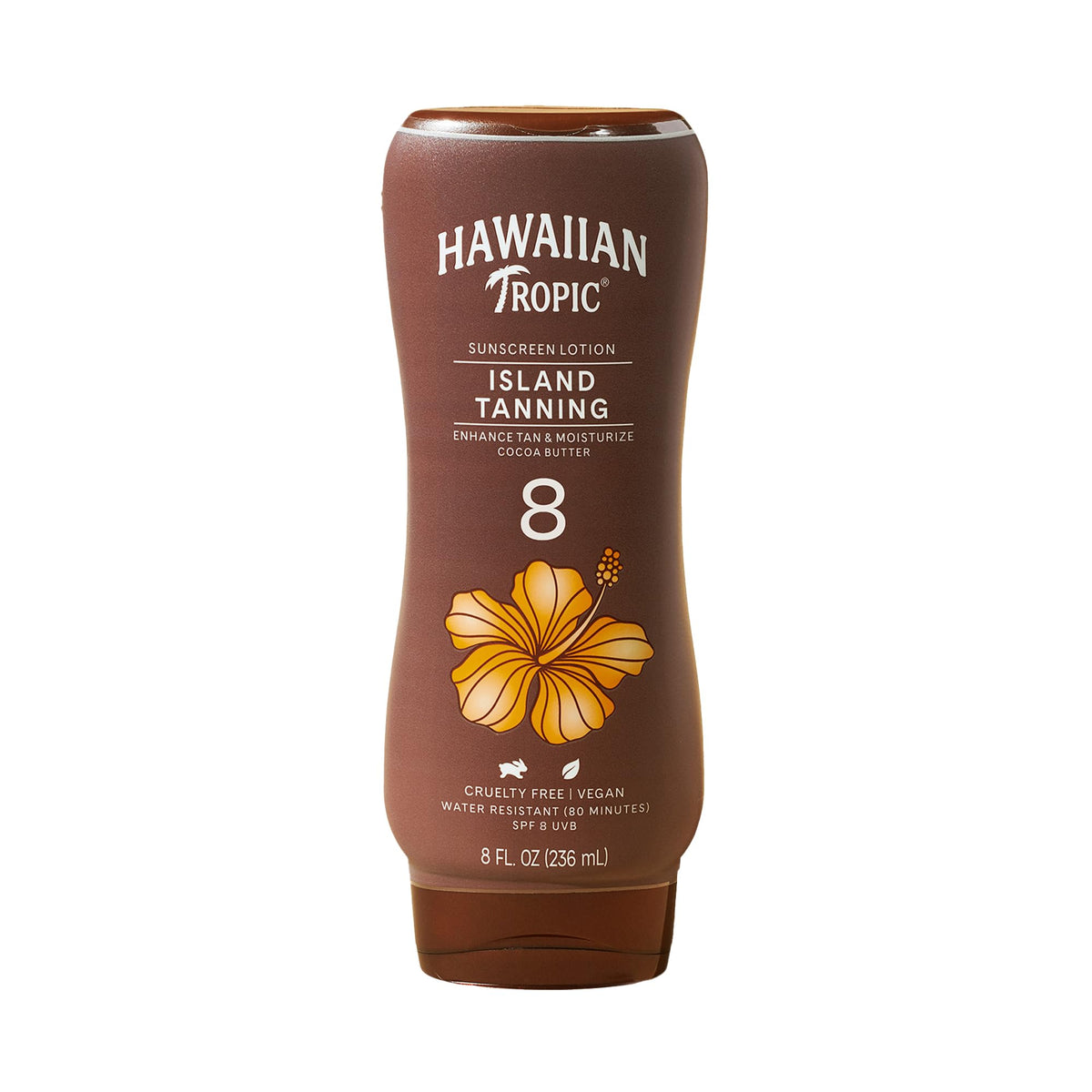 Hawaiian Tropic Island Tanning Lotion Sunscreen SPF 8, 8oz | Outdoor Tanning Lotion with SPF, SPF 8 Sunscreen, Oxybenzone Free Sunscreen, 8oz