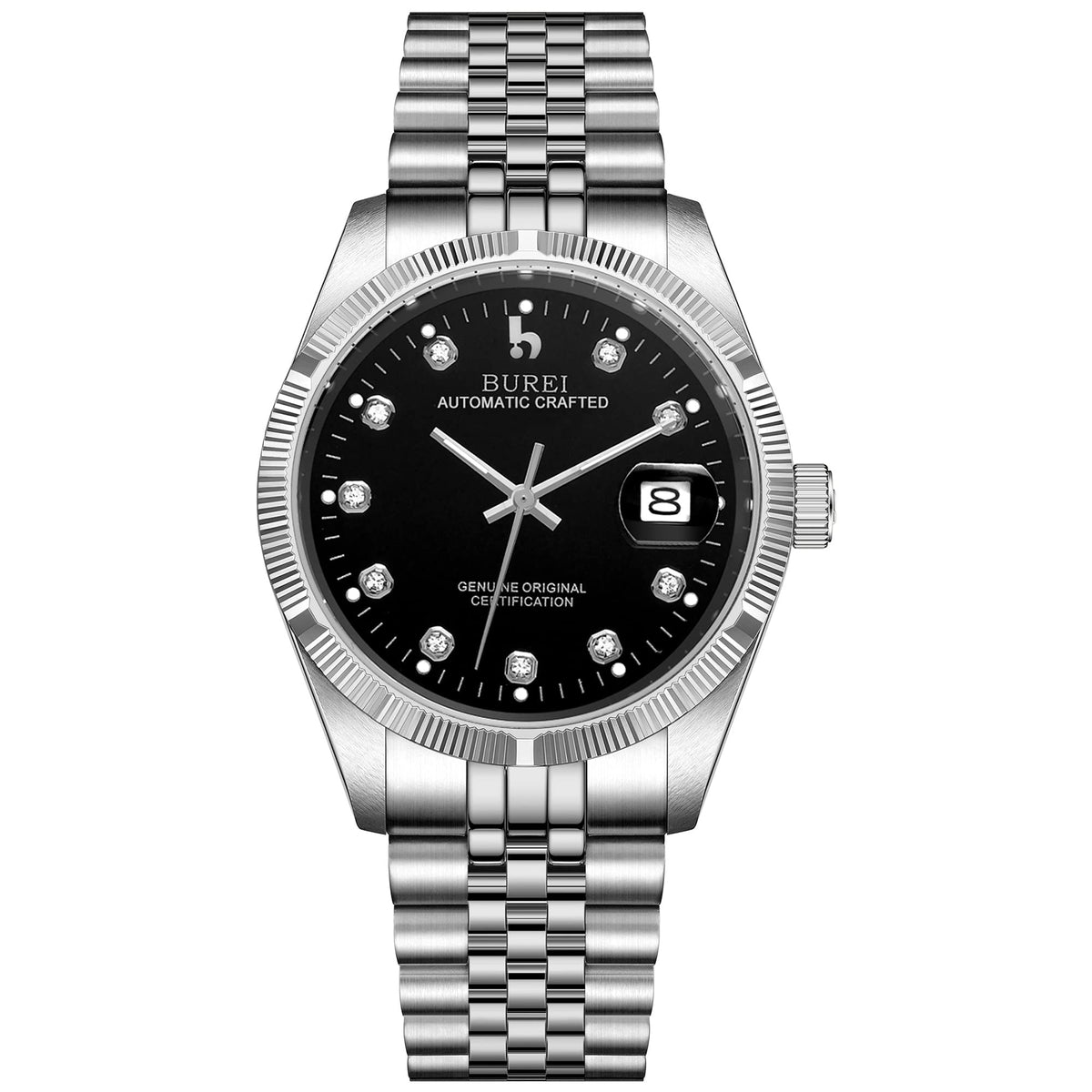 BUREI Men's Luxury Automatic Watch Two Tones Stainless Steel Dress Wrist Watches Self-Winding