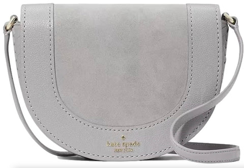 Kate Spade New York Women's Luna Crescent Suede mixed Crossbody Bag, Grey Multi