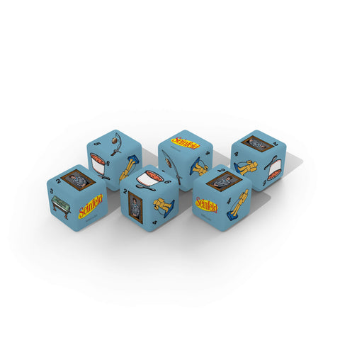 Seinfeld Dice Set | Collectible d6 Dice Featuring Characters & References - Kramer Painting, KramerÃƒÂ¢Ã¢â€šÂ¬Ã¢â€žÂ¢s Coffee Table Book, Fusilli Jerry, The Rye, and Bowl of Soup | Officially Licensed 6-sided Dice