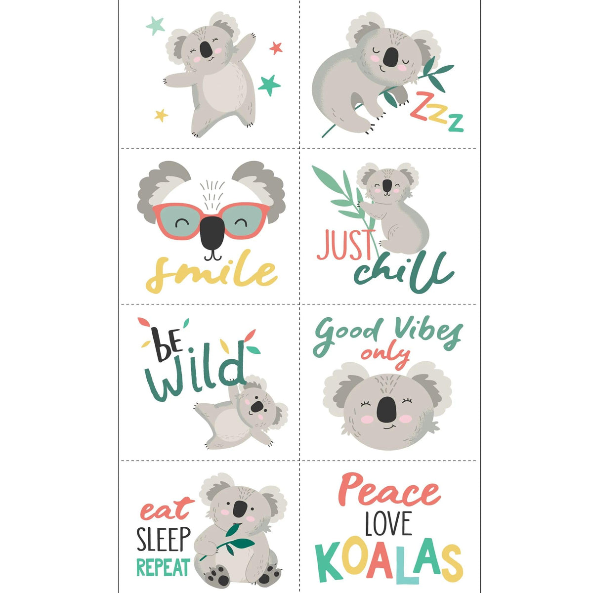 Koala Temporary Tattoo Sheets | 8 Pcs.