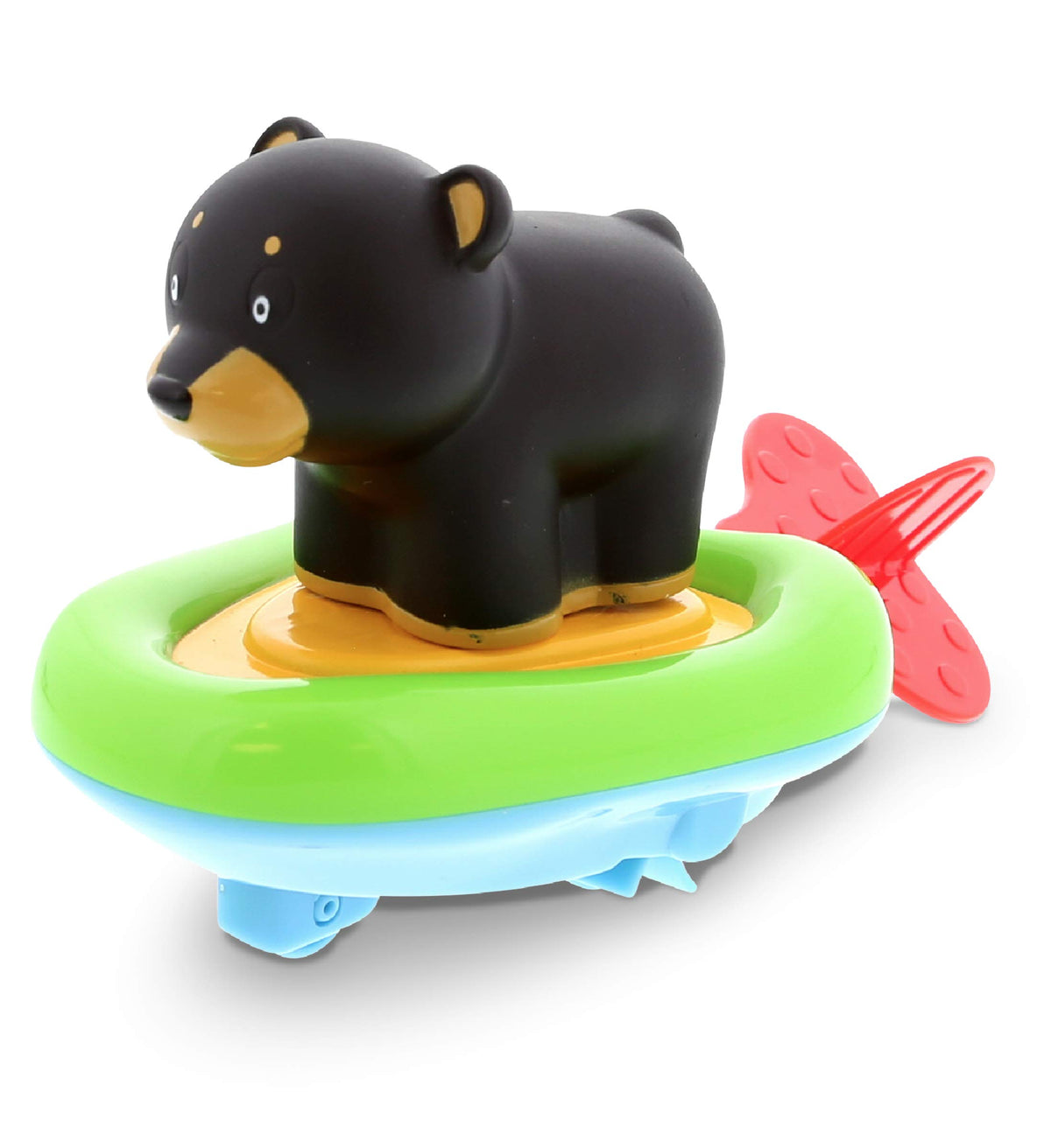 Dollibu Boat Racer Buddy, Fun Educational Bath Toy Finger Puppet Pull and Go Water Racing Woodland Pal for Shower Pool Bathtub Swim Hard Surfaces for Baby Toddler and Boy - 6 Inch - 3 in 1 Game - Bear