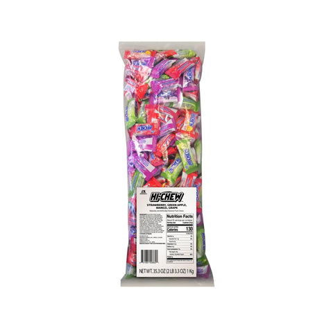 HI-CHEW Assorted Bulk Bag, 35.3oz | 185+ Count Individually Wrapped | Green Apple Strawberry Mango Grape | Soft & Chewy Taffy Candy | Made with Immensely Juicy Fruit Flavors | Individually Wrapped