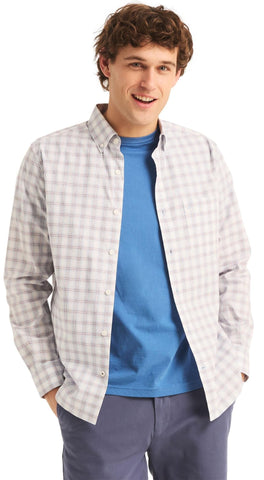 NAUTICA Mens Classic Button-down-shirts, Plaid Red/Allure., Medium US