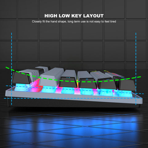 Haofy Mechanical Gaming Keyboard, 87 Keys Wired Keyboard Ergonomic Design High Sensitivity for Games