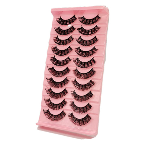 10 Pairs 60D-Curl Russian Strip Lashes False Eyelashes, Handmade Russian Lashes Eyelash Extensions, Fluffy Eyelashes Wispy - Volume Fake Lashes Natural Eyelashes, Lightweight and Soft Eyelashes