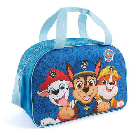 PERLETTI Paw Patrol Duffle Bag for Children - Shoulder Bag for Kids Gym Travel and Leisure - Spacious and Practical Sports Bag for Little Boys with Chase Marshall Rubble - Blue - 28x41.5x21 cm