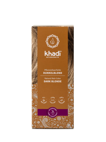 khadi DARK BLOND Natural Hair Color, Colours your hair to a cool, ashy dark blonde, without any red content, Hair dye 100% plant-based, natural & vegan, certified natural cosmetics, 100g
