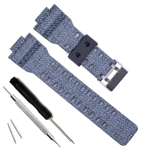 My Time OliBoPo Natural Resin Replacement Watch Band Strap for Casio Mens G-Shock GD120/GA-100/GA-110/GA-100C (Cross Pattern-White)