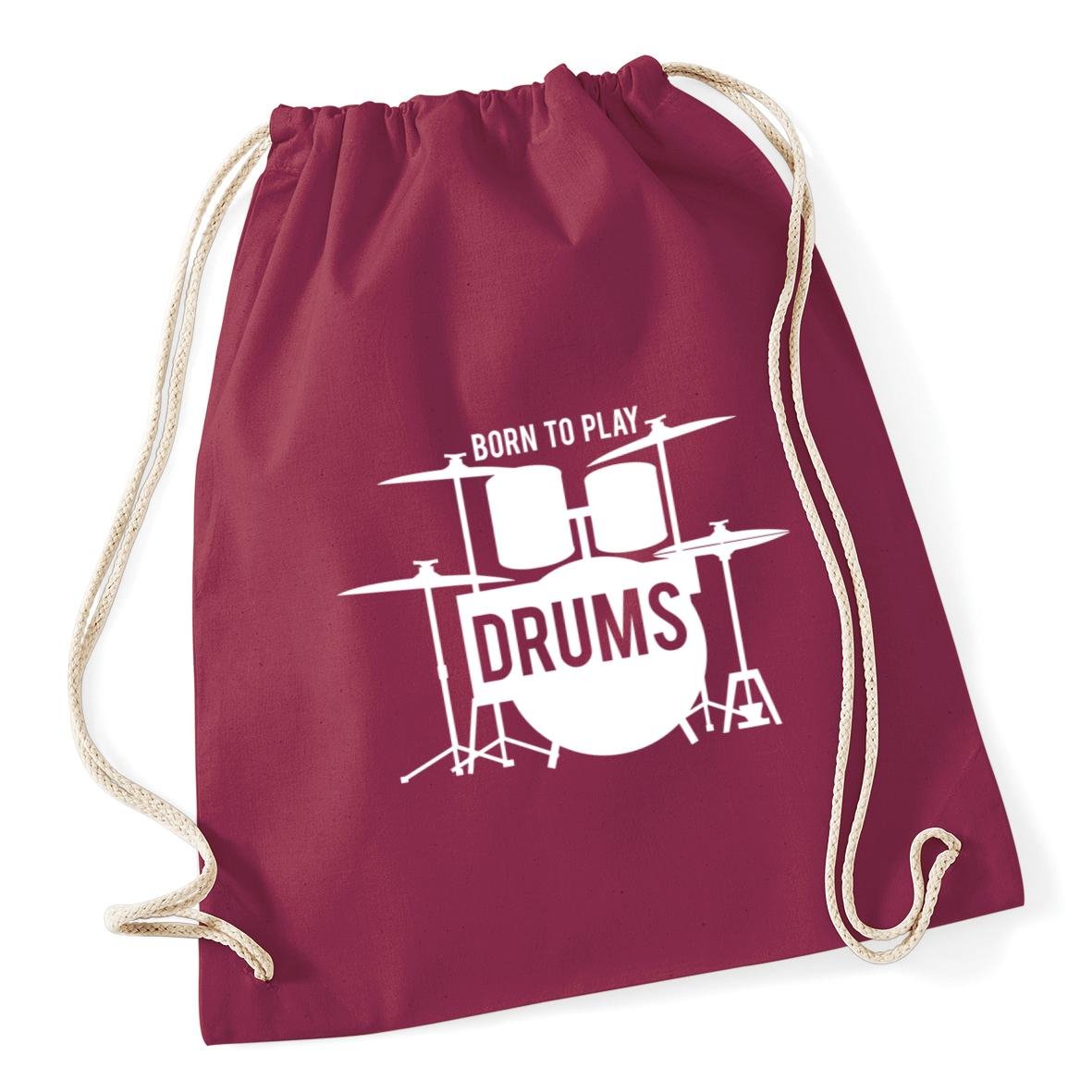 HippoWarehouse Born to Play Drums Drawstring Cotton School Gym Kid Bag Sack 37cm x 46cm, 12 litres