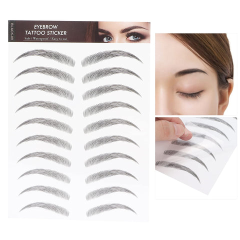 6D Eyebrow Tattoo Sticker Professional Waterproof Eyebrow Transfer Sticker Eyebrow Makeup Tool for Women and Girls (Black)(BLACK-09)