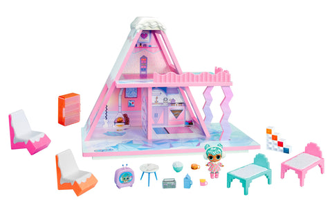 L.O.L. Surprise! Winter Snow Chalet with Dead - Made of Real Wood, 15+ Surprises, with an Exclusive Doll, Gift for Children from 4 Years