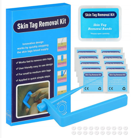 iJiZuo Pedicle Wart Removal Kit, Skin Tag Removal Kit, with 20 Elastics, 10 Cleaning Sheets, for 2-4mm, for Face/Neck/Body, Safe and Painless