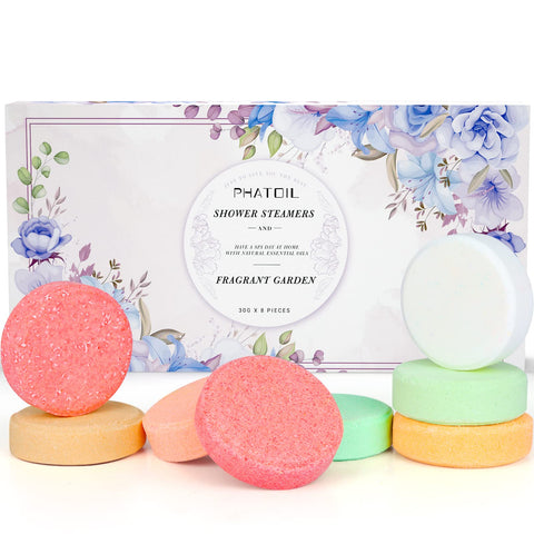 PHATOIL Shower Steamers Aromatherapy, 8 Variety Pack Shower Bombs with Essential Oils, Self Care Shower Tablets for Spa Relaxation, Wonderful Gift Set for Birthday Valentine's Day, Stress Relief