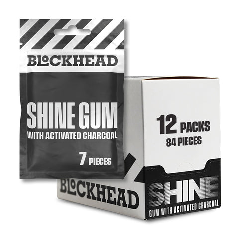BLOCKHEAD Shine Mint Chewing Gum - 12 Packs of 7 Pieces (84 Pieces Total) Active Charcoal, Sodium Bicarbonate, Xylitol & Calcium - Sugar FreeÃƒÆ’Ã†â€™Ãƒâ€šÃ‚Â¢ÃƒÆ’Ã‚Â¢ÃƒÂ¢Ã¢â€šÂ¬Ã…Â¡Ãƒâ€šÃ‚Â¬ÃƒÆ’Ã¢â‚¬Å¡Ãƒâ€šÃ‚Â¦