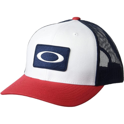 Oakley Men's O-Original Trucker Hat, White/Red/Navy Blue, One Size