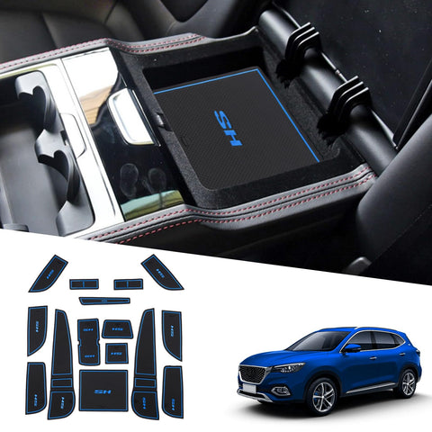 Ruiya Compatible with MG HS/EHS EV/HS Plug-in Hybrid 2018-2024 Car Rubber Mats, Car Mats Door Slot Mat Car Armrest Drink Holder Mat Centre Console Non-Slip Mats Rubber Mats MG HS Accessories