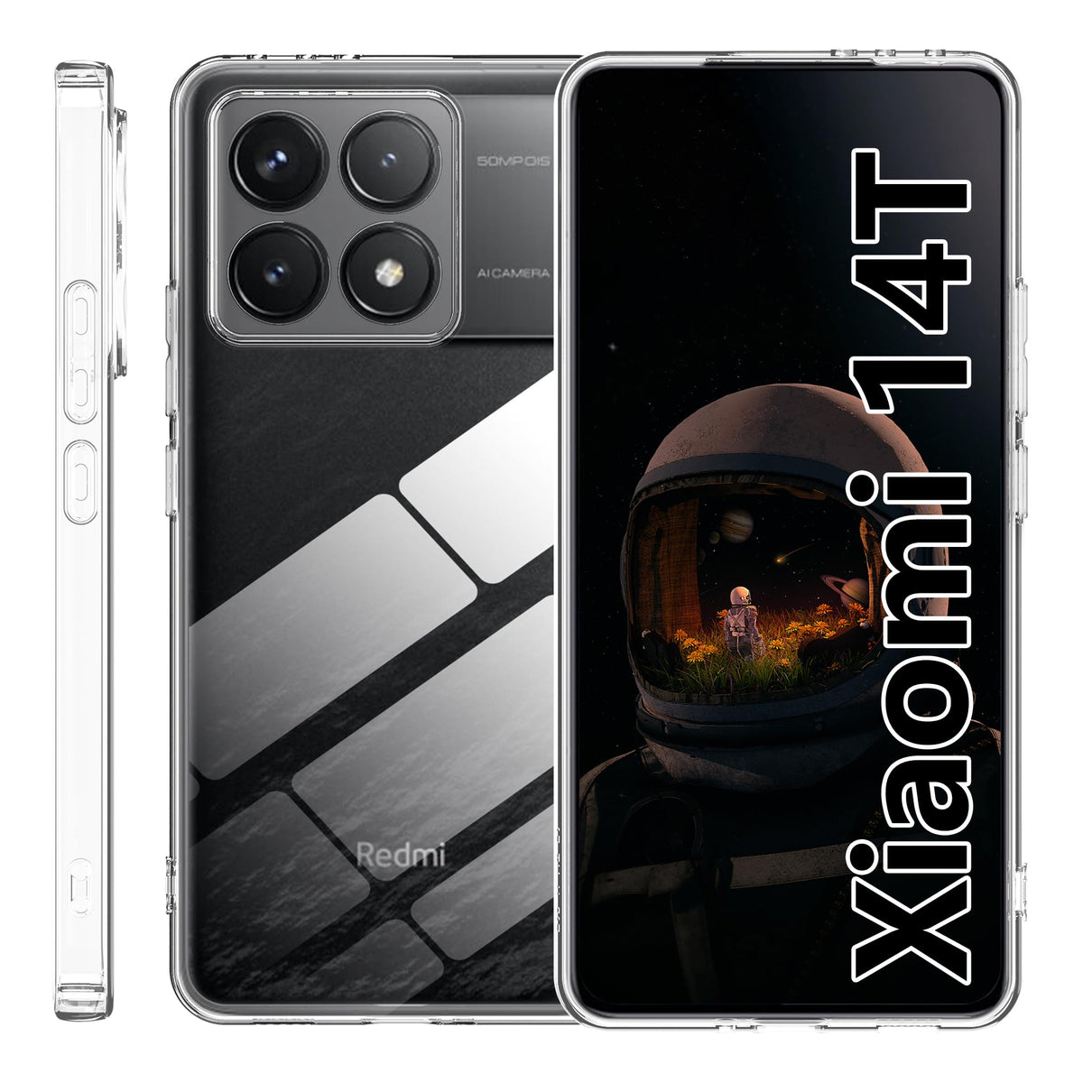 zZjoOoj Crystal Clear Case Compatible with Xiaomi 14T, Shockproof, Scratch-Resistant, Ultra Thin Protective Case, Non-Yellowing Clear Soft Silicone TPU Mobile Phone Case