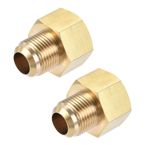 uxcell Brass Pipe fitting, 1/2 SAE Flare Male 5/8 SAE Female Thread, Tubing Adapter Connector, for Air Conditioner Refrigeration, 2Pcs