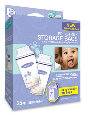 Lansinoh Breast Milk Storage Bags - 180ml - 25 Pack - Fridge Freezer Breastfeeding BPA-Free Pre-sterilised Breastmilk Pouches Double Zipper Leak-Proof Containers Maternity Breast feeding Essentials