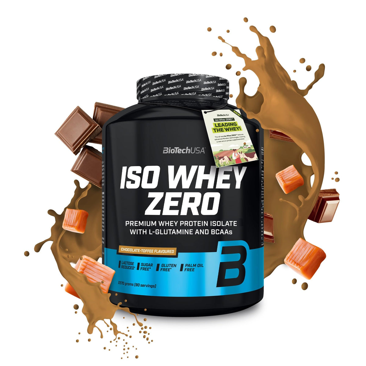 BioTechUSA Iso Whey Zero | Premium Whey Protein Isolate | Grass-Fed | Enzyme-Free | Sugar- and Gluten-Free, 2.27 kg, Chocolate-Toffee
