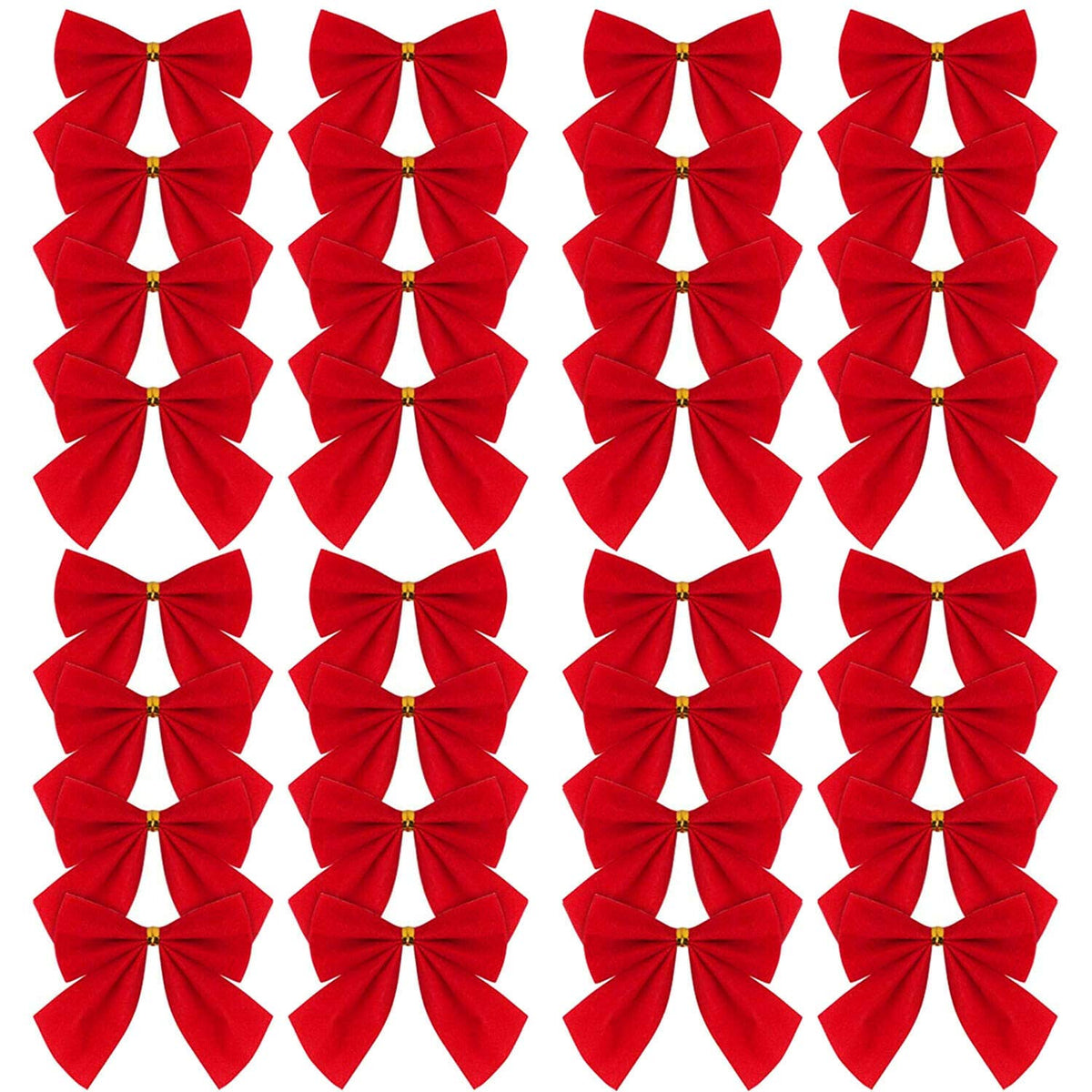 AKH® Christmas Red Velvet Bows Xmas Tree Bowknot Ornaments Decoration Festival Bow Presents Wrapping Bow Velvet Ribbon Bows (Pack of 18)