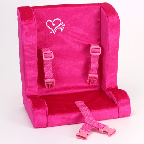 Sophia's 18" Doll Hot Pink Velour Booster Car Seat with Adjustable Harness
