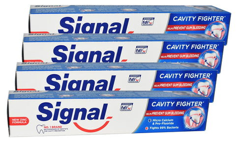 4 Box Signal Anti Caries Toothpaste Cavity Fighter 4.23 oz / 120 ml Best Ever Active Micro Calcium Pro Complex for Cavity Protection & Long Term Fortification