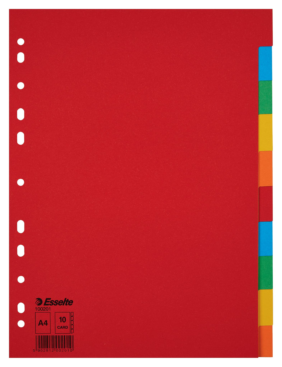 Esselte A4 1-10 Dividers, Heavy Duty Recycled Cardboard, Red/Multicolour
