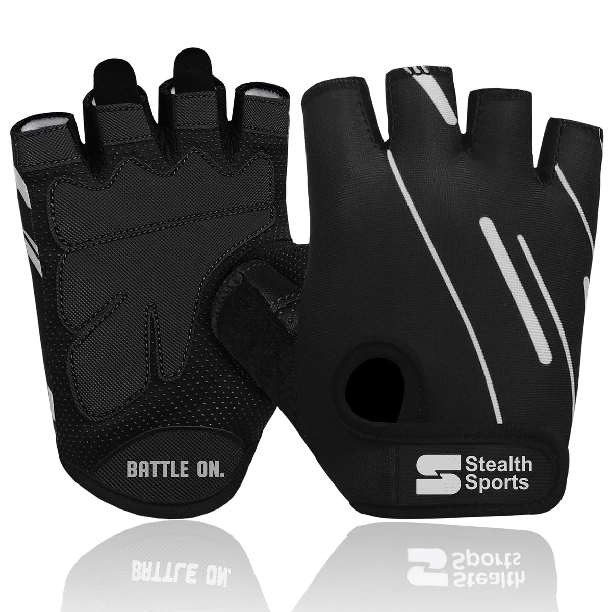Stealth Sports Weight Lifting Gloves Half Finger Workout Gloves Men Women Anti-Slip Padded Palm Gym Gloves Exercise Gloves Cycling Fitness Weightlifting Strength Training(Black,XL)