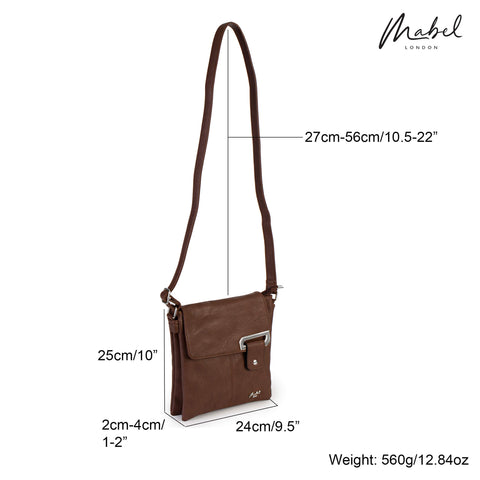 Mabel Womens Messenger Cross-Body Shoulder Bag With Silver or Gold Trim - Medium Size Handbag - FAITH (Black - Silver Trim)