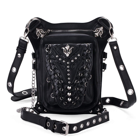 Chikencall Gothic Steampunk Waist Bag Drop Leg Arm Bag Pack Waist Shoulder Fanny Packs Purse Pouch Bag Black