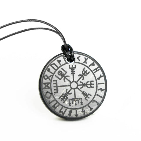 Karelian Heritage Shungite Pendant Round Shape | Healing Spiritual Natural Black Crystal Jewelry Pendant | Sacred Symbol Talisman Amulet Necklace for Meditation, Stone, Shungite