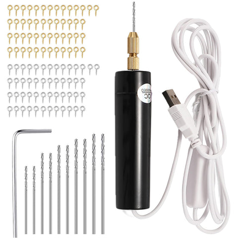 Mini Hand Drill for Arts and Crafts, 5V, Portable Electric Drillsc(0.7-1.2mm) with Drill Bits and Wrench for Resin Art, Wood,Keychain Jewelry Making Kit,Plastic
