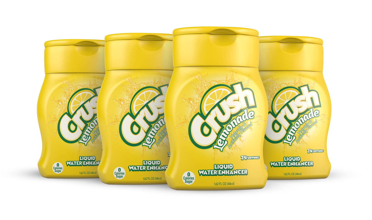 CRUSH Crush, Lemonade, Liquid Water Enhancer - New, Better Taste (4 Bottles, Makes 96 Flavored Water Drinks) 1.62 Fl Oz (Pack of 1)