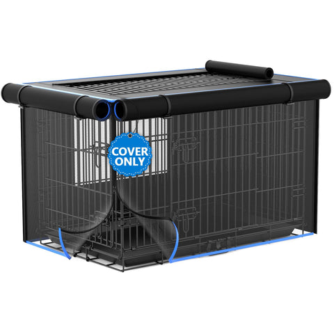 Double Door Dog Crate Cover, 600D Oxford Kennel Kennel Covers with Waterproof, Windproof, Breathable Mesh, Storage Pocket, 24", Cage Covers for Cat Small Puppy