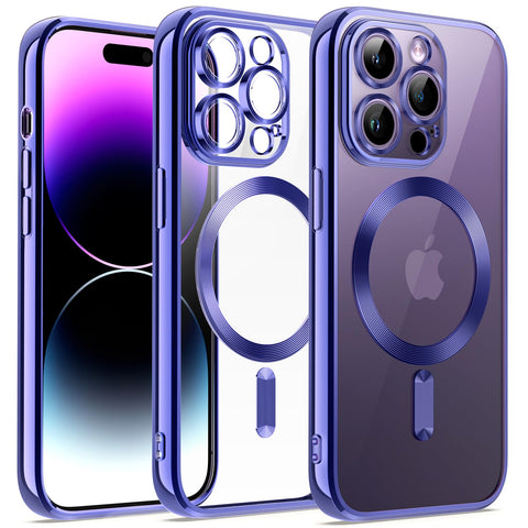 JETech Soft Clear Case for iPhone 14 Pro 6.1-Inch, Camera Lens Full Protection, Compatible with MagSafe Wireless Charging, Shockproof Electroplated TPU Phone Cover (Royal Blue)