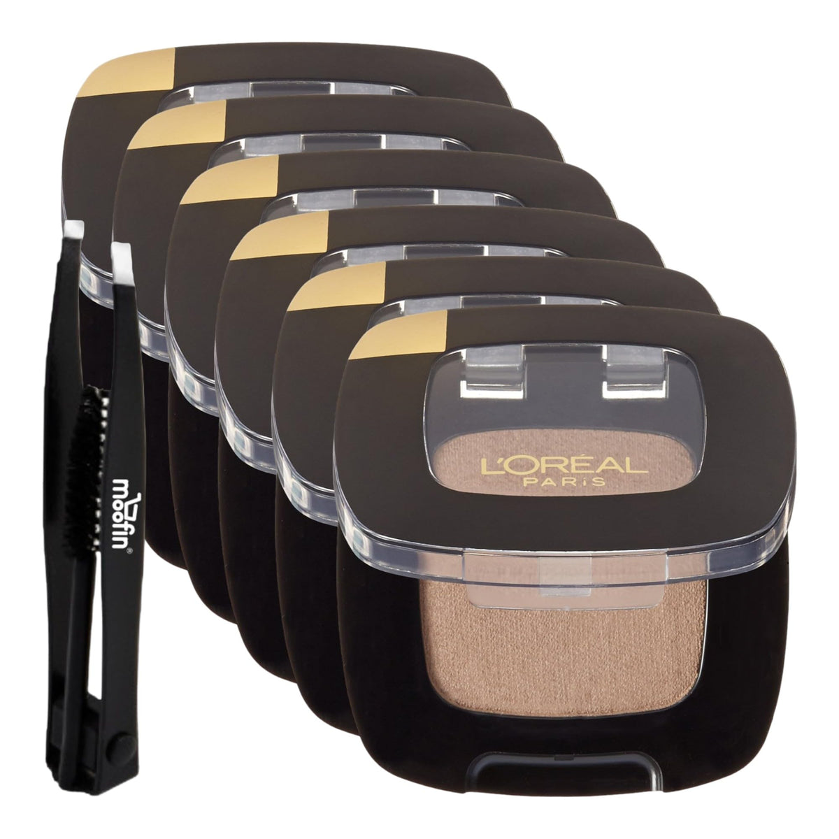 moofin Bundle of Double Sided Eyebrow Eyelash Tweezers -, and L'OrÃƒÆ’Ã†â€™Ãƒâ€ Ã¢â‚¬â„¢ÃƒÆ’Ã¢â‚¬Å¡Ãƒâ€šÃ‚Â©al Colour Riche Monos Eyeshadow, Cafe Au Lait, 0.12 oz., Pack of 6