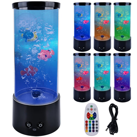 Vegena Lavalampe, Aquarium Lampe, Blasenlichtlampe mit Fisch Aquarium Nachtlicht, Lavalampe LED mit Fernbedienung, 16 Farben und 4 Modi, RGB-Licht fÃ¼r Kinder Erwachsene Dekoration fÃ¼r Zuhause BÃ¼ro