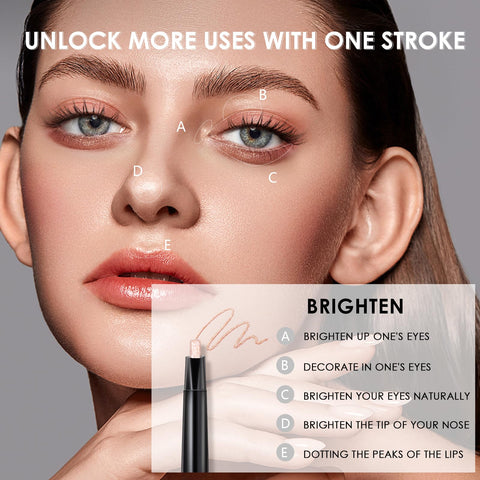 AKARY Liquid Eyeliner Lying Silkworm Pen, Matte Glitter Dual-ended Waterproof Eyeshadow Liner Pencil, Quick Drying, Long-lasting Colored Eyeliner for Eye Makeup, 01 Matte Nude Apricot + Chestnut Brown