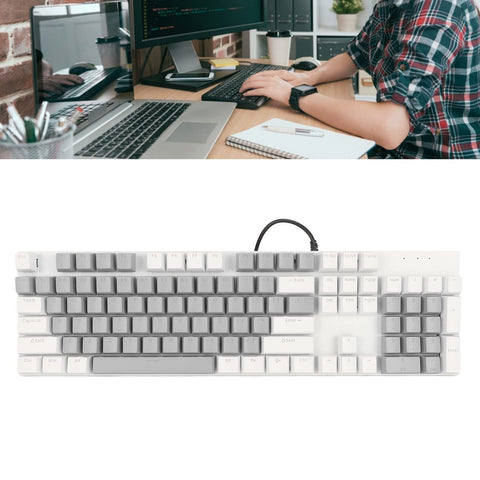 ciciglow 104 Key Mechanical Gaming Keyboard, USB Wired Mechanical Keyboard with Blue Switches RGB Backlit Wired Computer Keyboard for Win XP/7/8/10/11, for OS X 10.2 (White Grey)