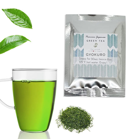 Japanese Green Tea Co. Gyokuro Japanese Green Tea Loose Leaf 0.3 Oz (10g) - Yabukita Natural and Vegan High Caffeine Loose Leaf Tea - Antioxidant-Rich Green Tea Loose Leaf